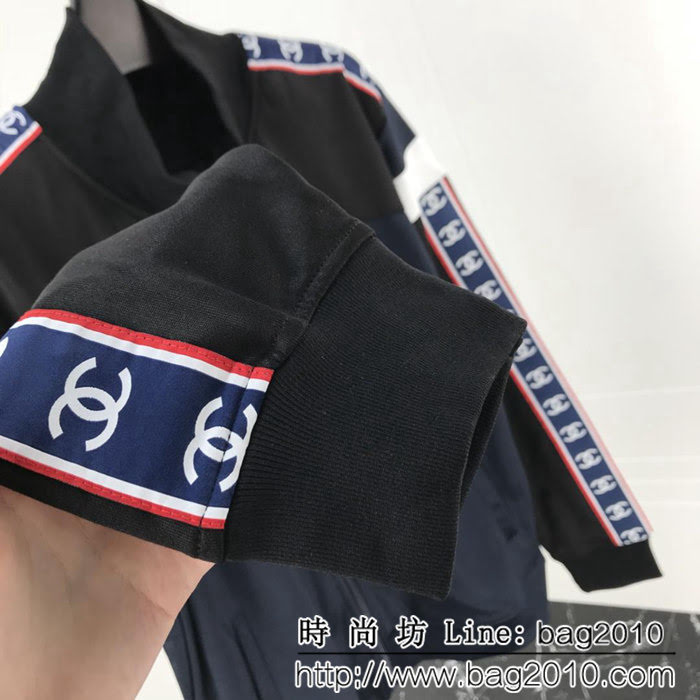 CHANEL香奈兒 小香中古系列 vintage ins超火拼色袖 串標飾帶 休閒運動套裝 情侶款 ydi1115